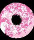 Graphic a pink donut against a black background