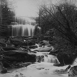 Hamilton area waterfall black and white